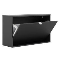 Shovy Wooden Shoe Cabinet In Matt Black With 1 Door And 2 Layers