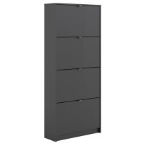 Shovy Wooden Shoe Cabinet In Matt Black With 4 Doors And 2 Layer