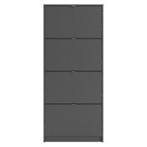 Shovy Wooden Shoe Cabinet In Matt Black With 4 Doors And 2 Layer