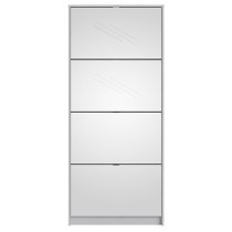 Shovy Mirrored Shoe Cabinet In White With 4 Doors And 2 Layers