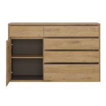 Sholka Wooden Sideboard In Oak With 1 Door And 5 Drawers