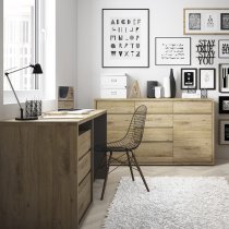 Sholka Wooden Sideboard In Oak With 1 Door And 5 Drawers