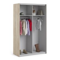 Vrok Wooden Sliding Doors Wardrobe In Oak White With 2 Shelves