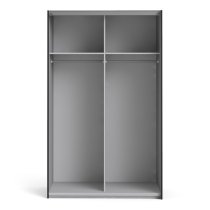 Vrok Wooden Sliding Doors Wardrobe In Matt Black With 2 Shelves