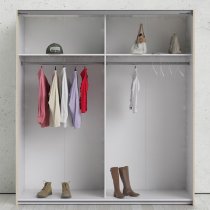 Vrok Mirrored Sliding Doors Wardrobe In Oak With 2 Shelves