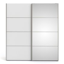 Trek Mirrored Sliding Doors Wardrobe In Oak White With 2 Shelves