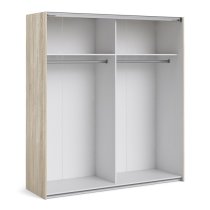 Trek Mirrored Sliding Doors Wardrobe In Oak White With 2 Shelves