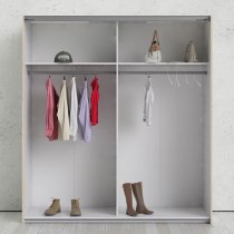 Trek Mirrored Sliding Doors Wardrobe In Oak White With 2 Shelves