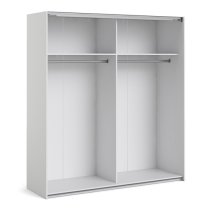 Wonk Mirrored Sliding Doors Wardrobe In White Oak With 2 Shelves