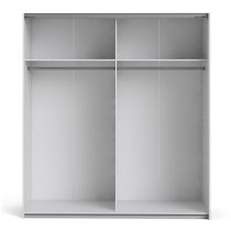 Wonk Mirrored Sliding Doors Wardrobe In White Oak With 2 Shelves