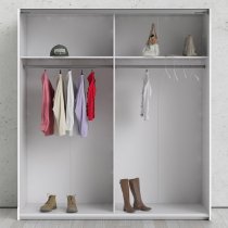 Dcap Wooden Sliding Doors Wardrobe In White Oak With 2 Shelves