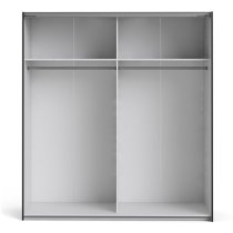 Opim Mirrored Sliding Door Wardrobe In Matt Black With 2 Shelves