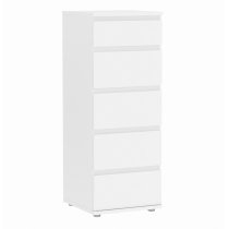 Naira Narrow Wooden Chest Of Drawers In White With 5 Drawers