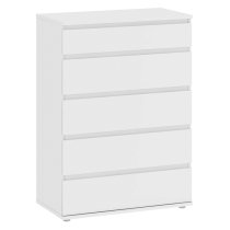 Naira Wooden Chest Of Drawers In White With 5 Drawers