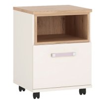 Kroft Wooden Office Pedestal Cabinet In White High Gloss And Oak