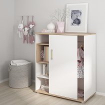 Kaas Wooden Low Storage Cabinet In White High Gloss And Oak