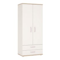 Kroft Wooden Wardrobe In White High Gloss And Oak