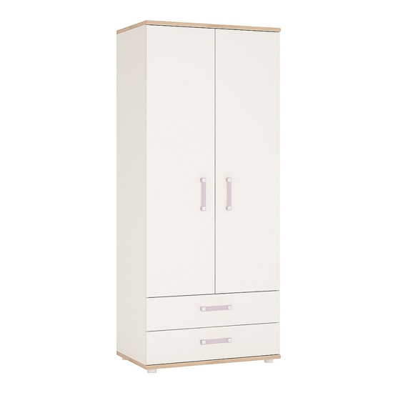 Kroft Wooden Wardrobe In White High Gloss And Oak