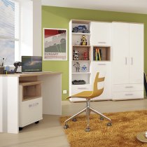 Kroft Wooden Wardrobe In White High Gloss And Oak