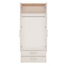 Kast Wooden Wardrobe In White High Gloss And Oak