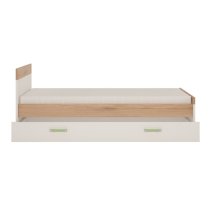 Kaas Wooden Single Bed With Drawer In White High Gloss And Oak