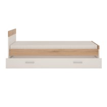 Kast Wooden Single Bed With Drawer In White High Gloss And Oak