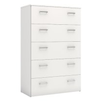 Scalia Wooden Chest Of Drawers In White With 5 Drawers