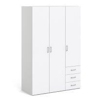 Scalia Wooden Wardrobe In White With 3 Doors And 3 Drawers