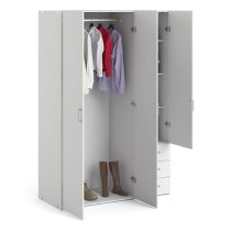 Scalia Wooden Wardrobe In White With 3 Doors And 3 Drawers