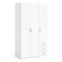 Scalia Wooden Wardrobe In White With 3 Doors 3 Drawers