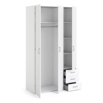 Scalia Wooden Wardrobe In White With 3 Doors 3 Drawers