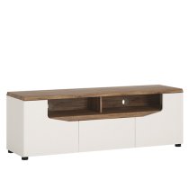 Toltec Wooden TV Stand In Oak And White High Gloss