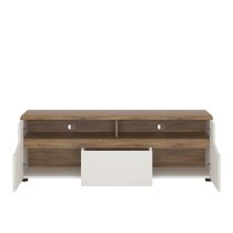 Toltec Wooden TV Stand In Oak And White High Gloss