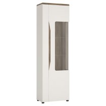 Toltec LED Right Handed Wooden Display Cabinet In Oak And White