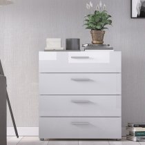 Perkin Wooden Chest Of Drawers In Oak And White Gloss 4 Drawers