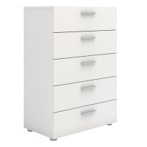 Perkin Wooden Chest Of Drawers In White With 5 Drawers