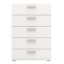 Perkin Wooden Chest Of Drawers In White With 5 Drawers