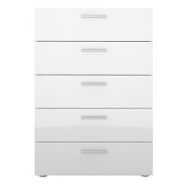 Perkin Wooden Chest Of Drawers In Oak And White Gloss 5 Drawers