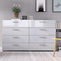 Perkin Wooden Chest Of Drawers In Oak And White Gloss 8 Drawers