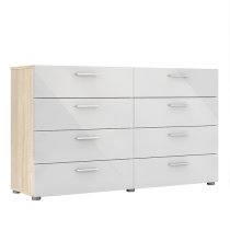 Perkin Wooden Chest Of Drawers In Oak And White Gloss 8 Drawers