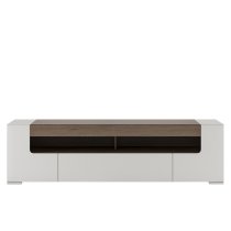 Tortola Wide Wooden TV Unit In Oak And White High Gloss