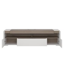 Tortola Wide Wooden TV Unit In Oak And White High Gloss