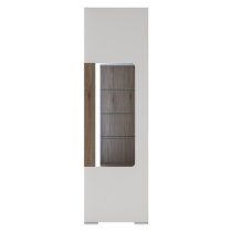 Tortola LED Tall Wooden Display Cabinet In Oak And White Gloss