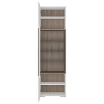 Tortola LED Tall Wooden Display Cabinet In Oak And White Gloss