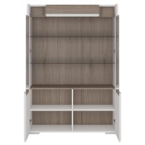 Tortola LED Low Wooden Display Cabinet In Oak And White Gloss