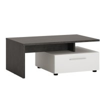 Zinger Wooden Storage Coffee Table In Slate Grey And White