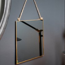 Handan Square Narrow Edged Hanging Wall Mirror In Gold Frame