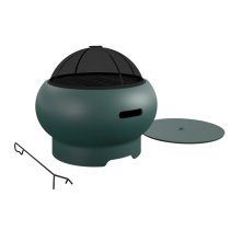 Ashur Ceramic Burning Fire Pit With Grilling In Dark Green