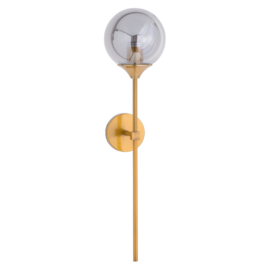 Marnier Smoked Glass Globe Wall Pendant Light In Brass