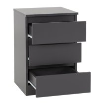 Mcgowan Wooden Bedside Cabinet In Grey With 3 Drawers